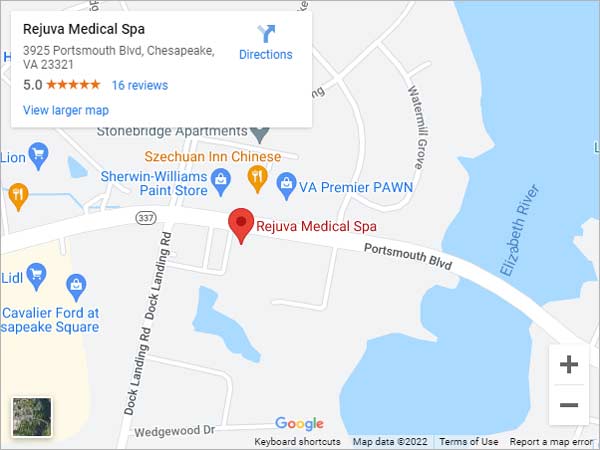 Get Directions from your location to Rejuva Medical Spa in Chesapeake, VA